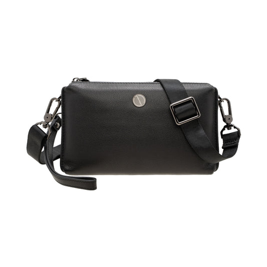 Jack Studio Full Grain Leather Black Small Clutch Sling Bag - BAB 40135 A