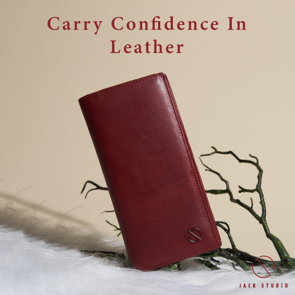 Jack Studio Vegetable Tanned Cow Leather Magnetic Closure Bifold Long Wallet - JWC 30863 - Jack Studio Marketing Sdn Bhd