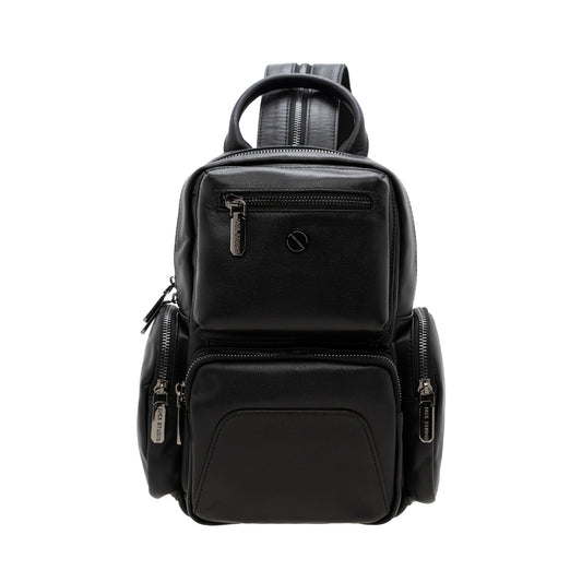 Jack Studio Full Grain Leather Black Small Backpack Crossbody Bag Bag Galas Kulit - BAB 40133 A