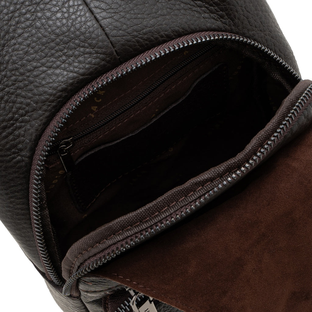 Jack Studio Top Grain Leather Trendy Crossbody Sling Men’s Bag with Multi Zip Pockets - BAI 1120 - Jack Studio Marketing Sdn Bhd