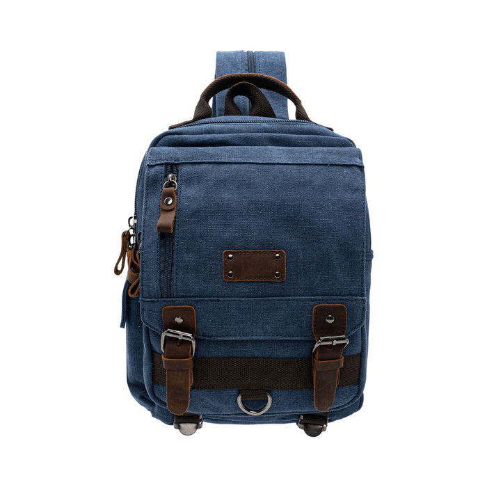Jack Studio Free Engrave Name Canvas Leather Shoulder Sling Chest Canvas Bag Backpack-BAD 20517