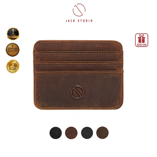 Jack Studio Full Grain Crazy Horse Leather Slim Card Holder