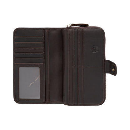 Jack Studio Top Grain Leather Snap Closure Zipper Long Wallet – JWC 20155