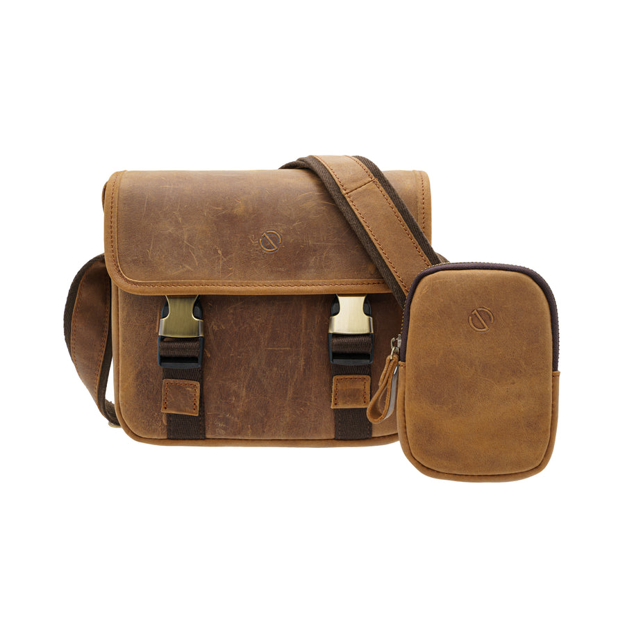 Jack Studio Full Grain Crazy Horse Leather Casual Sling Crossbody Bag With Leather Pouch - BAC 30836