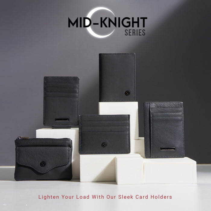 Leather Card Holder & Coin Pouch – Mid Knight Series