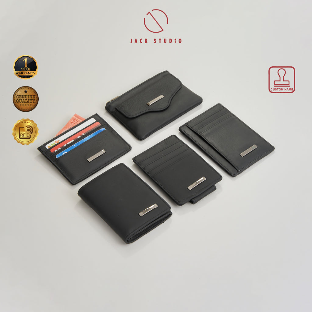 Jack Studio Leather Men's Black Card Holder and Coin Pouch
