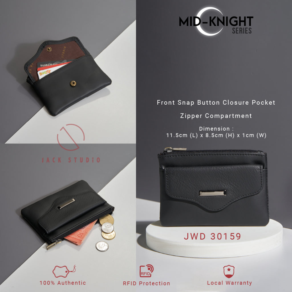 Jack Studio Leather Men's Black Card Holder and Coin Pouch