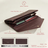 Jack Studio Athena Full Grain Leather Women's Long Wallet Purse with Snap Closure - JWB 30151 thumbnail