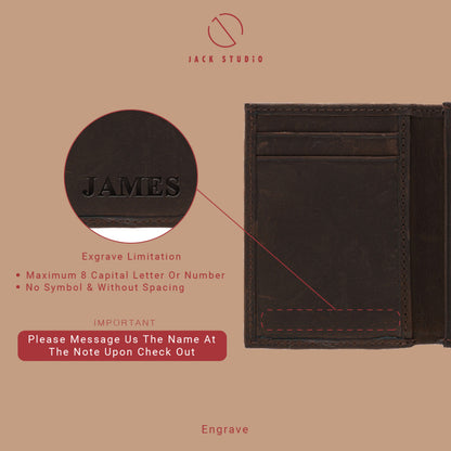 Jack Studio Crazy Horse Leather Vertical Wallet Card Holder