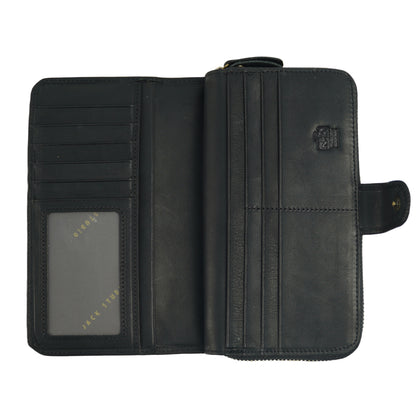 Jack Studio Top Grain Leather Snap Closure Zipper Long Wallet – JWC 20155