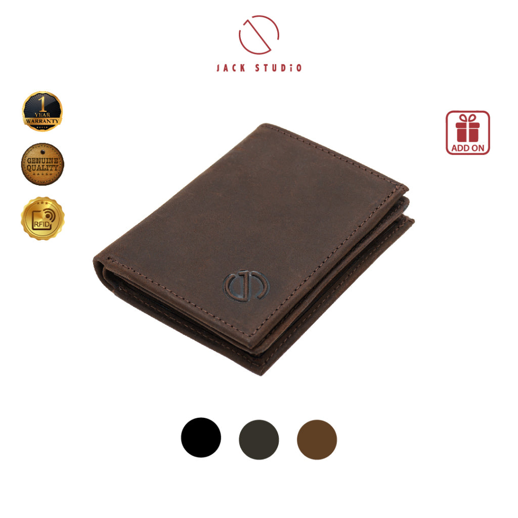 Jack Studio Crazy Horse Leather Vertical Wallet Card Holder