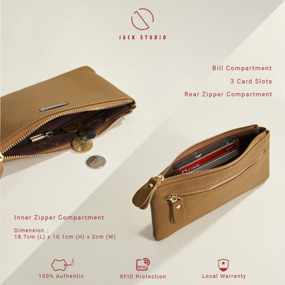Jack Studio Rhea Leather Ladies Women Long Zipper Wallet Purse
