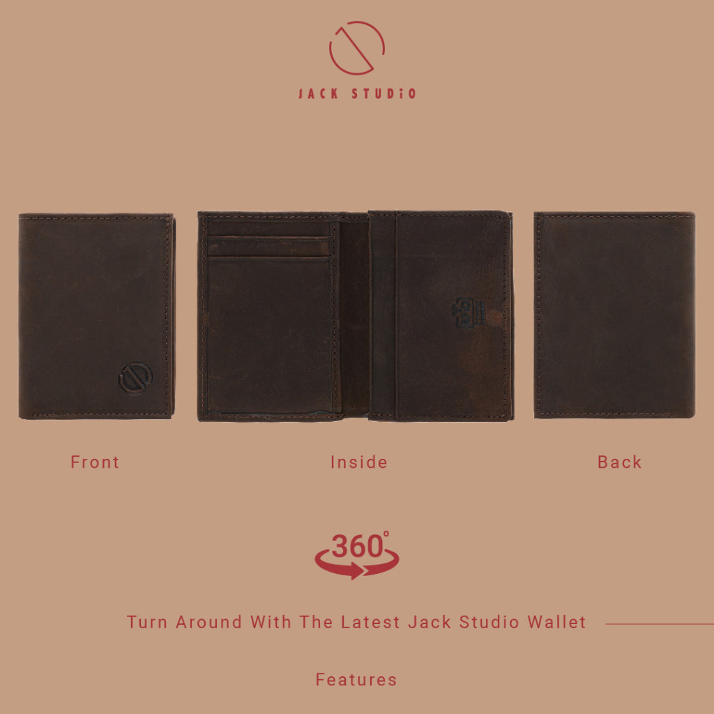 Jack Studio Crazy Horse Leather Vertical Wallet Card Holder