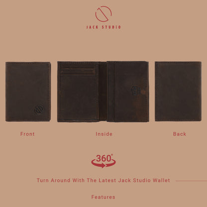 Jack Studio Crazy Horse Leather Vertical Wallet Card Holder