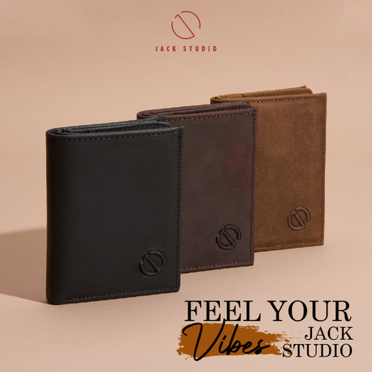 Jack Studio Crazy Horse Leather Vertical Wallet Card Holder