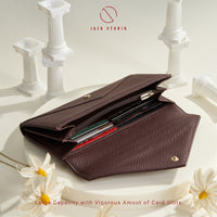 Jack Studio Athena Full Grain Leather Women's Long Wallet Purse with Snap Closure - JWB 30151 thumbnail