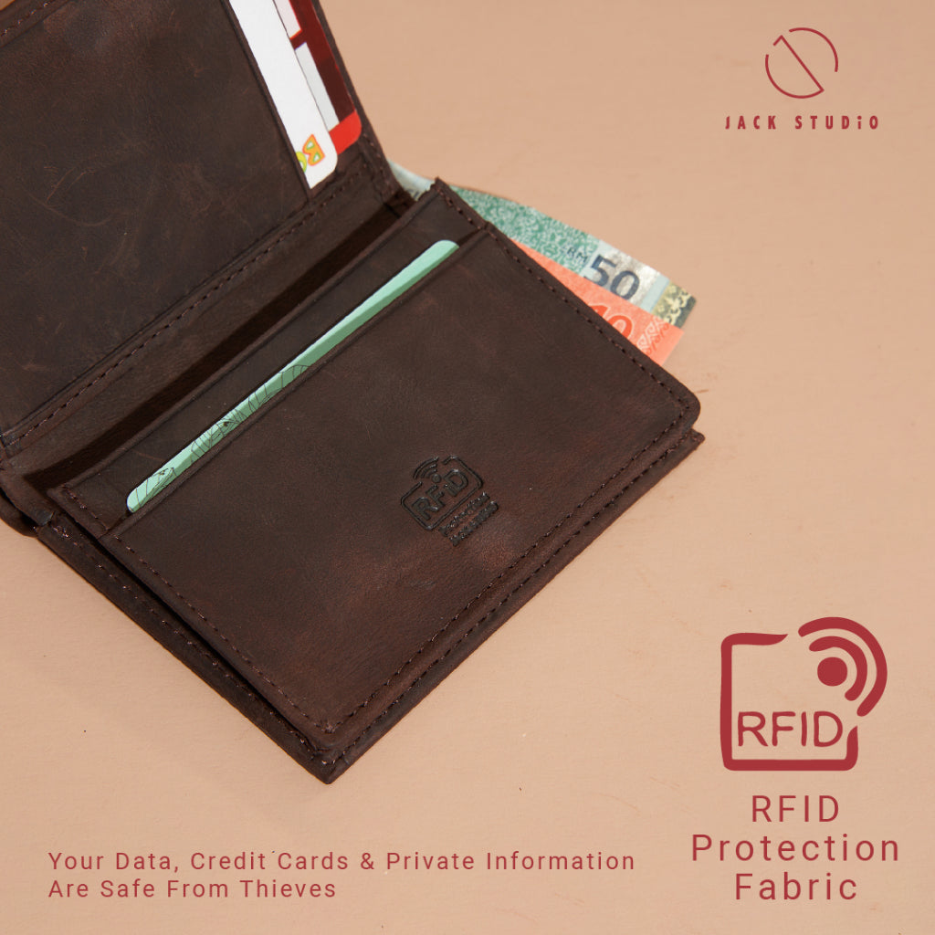 Jack Studio Crazy Horse Leather Vertical Wallet Card Holder
