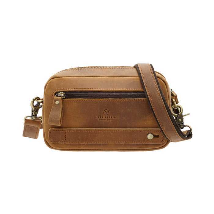 Jack Studio Full Grain Crazy Horse Leather Sling Crossbody Clutch Bag Man - BAC 30833