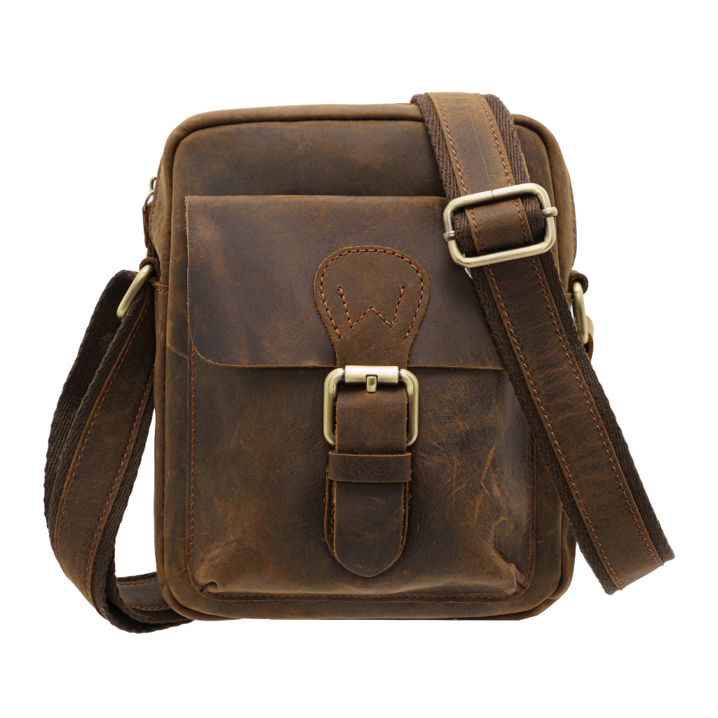Jack Studio Full Grain Crazy Horse Leather Sling Bag Crossbody Bag Beg Lelaki - BAC 30835 - Jack Studio Marketing Sdn Bhd