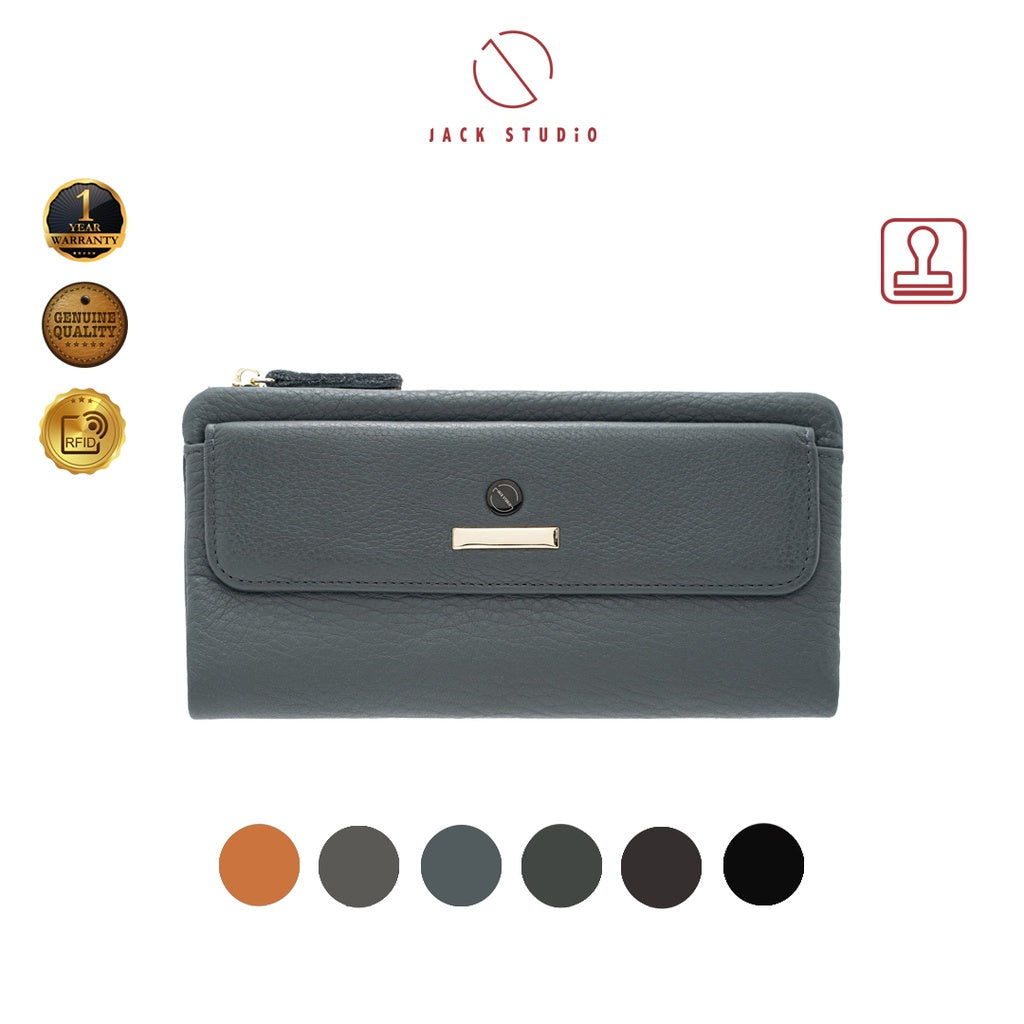 Jack Studio Belle Leather Bifold Zipper Long Women Wallet