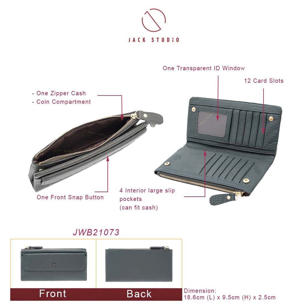 Jack Studio Belle Leather Bifold Zipper Long Women Wallet