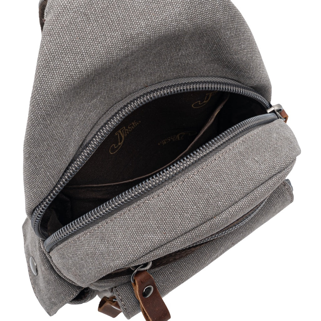 Jack Studio Canvas Leather Casual Backpack Crossbody Chest Bag