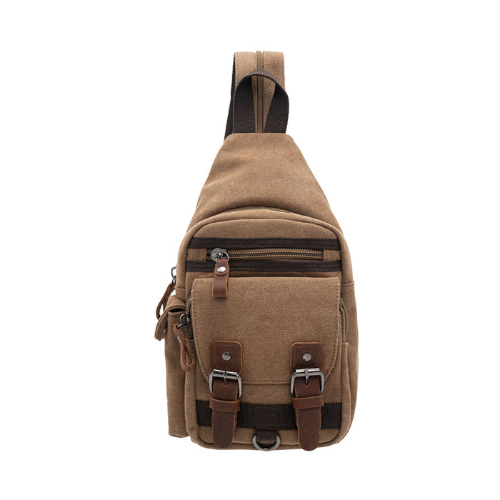 Jack Studio Canvas Leather Casual Backpack Crossbody Chest Bag - BAD 21228