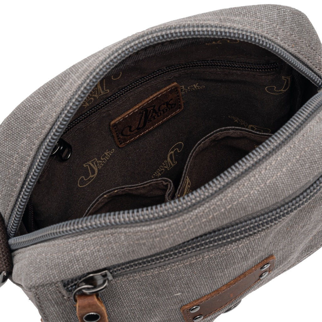 Jack Studio Canvas Leather Small Vertical Crossbody Sling Bag