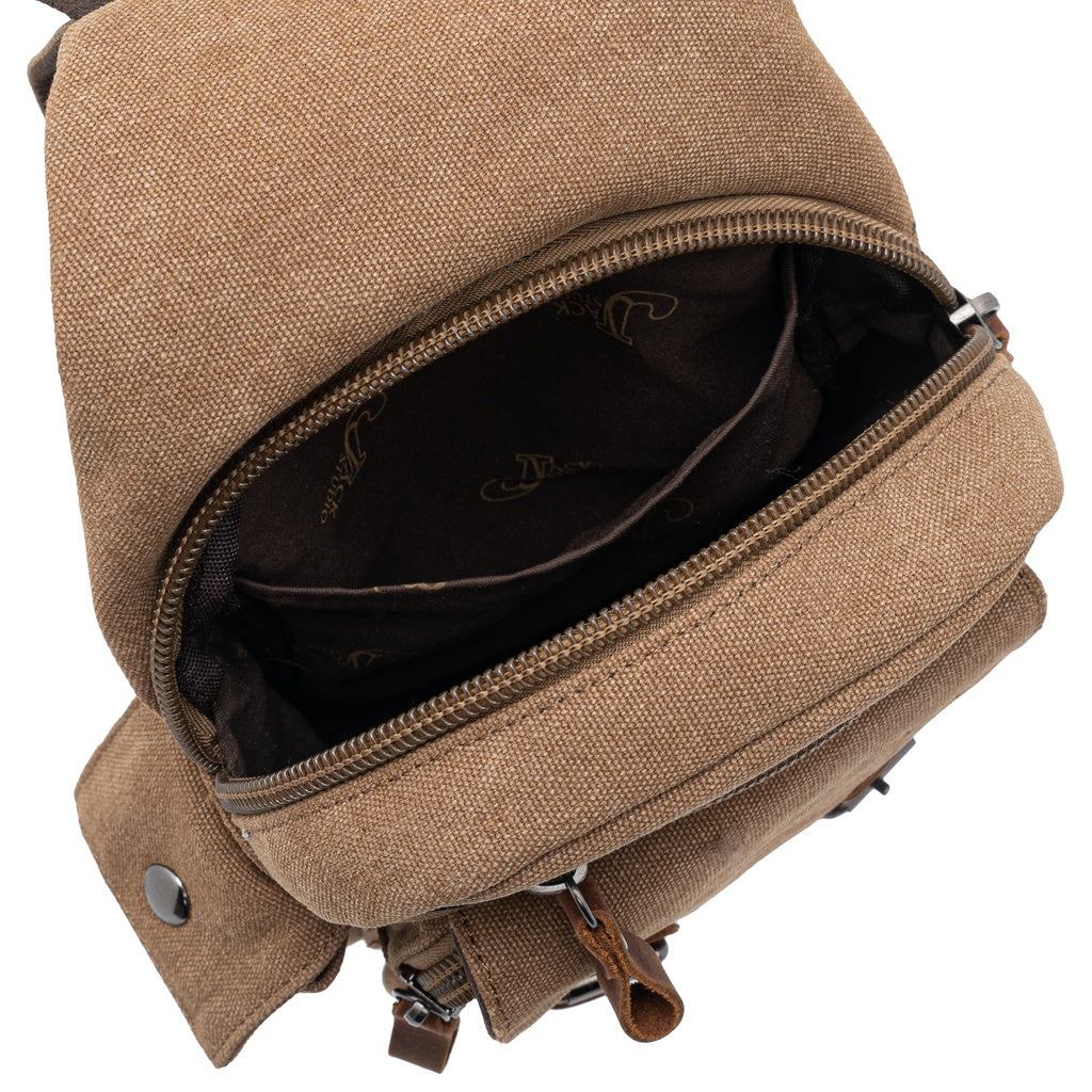Jack Studio Canvas Leather Casual Backpack Crossbody Chest Bag